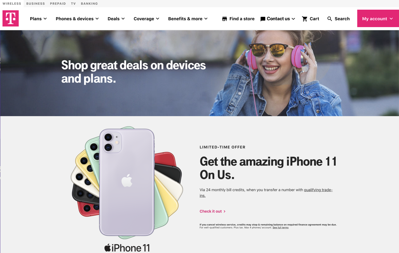 T-Mobile Purchase Simplicity visual: uNav navigation starting state. 01